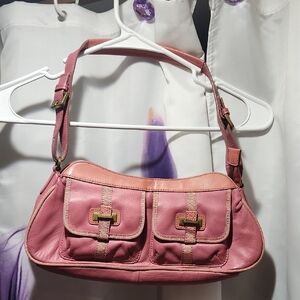 Elegant Pink Leather Shoulder Bag